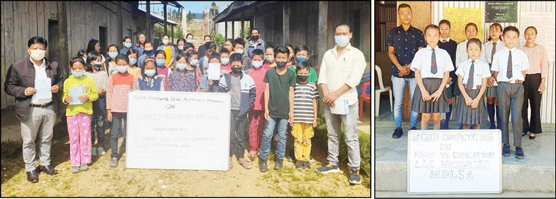 Participants of the World Students Day programme at Tuensang (Left) and Wozhuro (Right) on October 16. (Photo Cortesy: NSLSA)